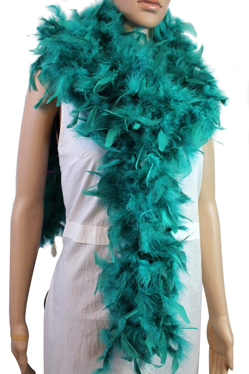 Flydreamfeathers 80 Gram, 2 yards Long Turkey Chandelle Feather Boa Great for Party, Wedding, Halloween Costume, Christmas Tree Decoration (Teal) - Image 1